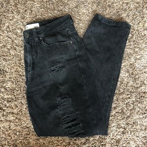 Garage Black Ripped Mom Fit Jeans
